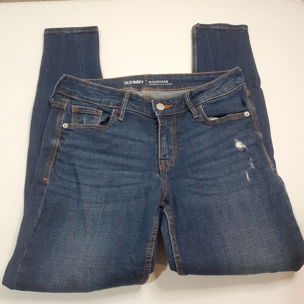Old Navy Rockstar Mid rise Holes in Knee Women's Juniors Jeans - Size 4